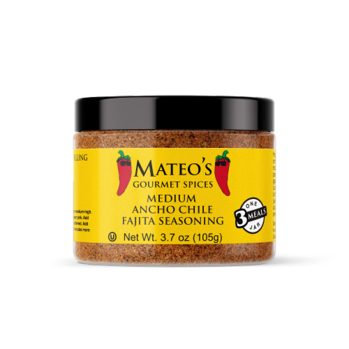 Mateo's Medium Ancho Chile Fajita Seasoning Perspective: front