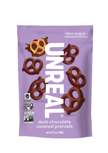 Unreal® Dark Chocolate Covered Pretzels Perspective: front