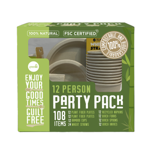 Greenlid 12 Person Compostable and Biodegradable Party Pack Perspective: front