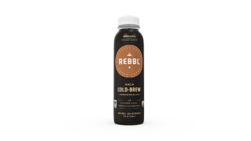 REBBL® Vanilla & Maca Cold-Brew Coffee Super Herb Powered Coconut-Milk Elixir Perspective: front