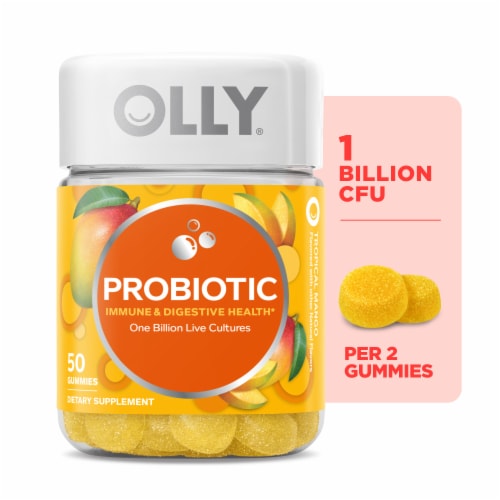 Olly Tropical Mango Probiotic Gummies Perspective: front