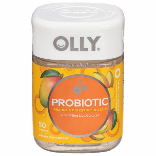 OLLY Probiotic Mango Flavor Gummy Supplement One Billion Live Cultures Perspective: front