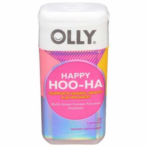 Olly® Happy Hoo-Ha Multi-Strain Female-Focused Probiotic Capsule Perspective: front