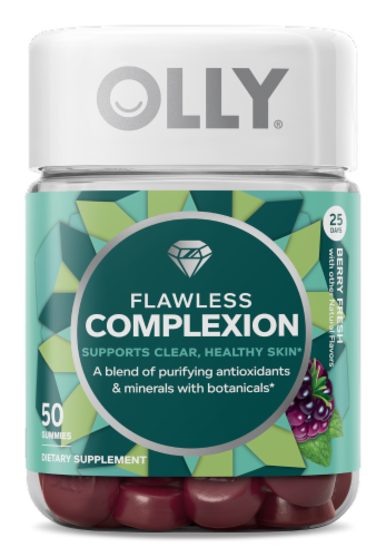 Olly Flawless Complexion Berry Fresh Dietary Supplement Gummies Perspective: front