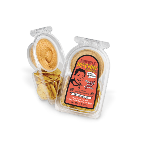 Bitchin' Snacks® Almond Dip with Crispy Yellow Corn Tortilla Chips 2.75 oz Perspective: front