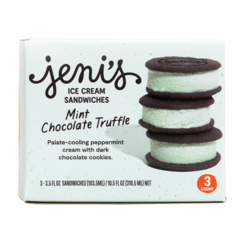 Jeni's Mint Chocolate Truffle Frozen Dessert Sandwiches Perspective: front