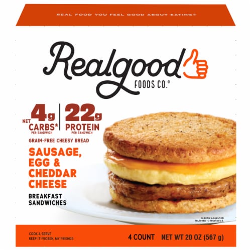 The Real Good Food Company® Sausage Egg & Cheese Breakfast Sandwich, 4 ...