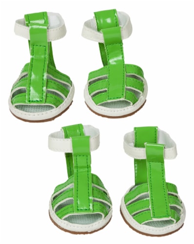 Pet Life Buckle-Supportive Pvc Waterproof Pet Sandals Shoes - Set Of 4 Perspective: front