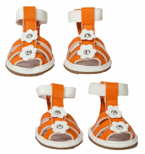 Pet Life Buckle-Supportive Pvc Waterproof Pet Sandals Shoes - Set Of 4 Perspective: front