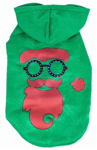 Pet Life LED Lighting Cool Santa Shades Hooded Sweater Pet Costume Perspective: front