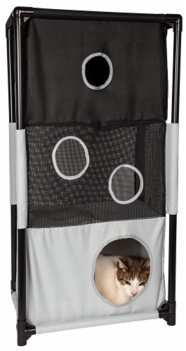 Pet Life Kitty-Square Obstacle Soft Folding Play-Active Collapsible Pet Cat House Furniture Perspective: front
