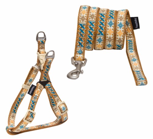Touchdog Caliber Designer Embroidered Fashion Pet Dog Leash And Harness Combination Perspective: front