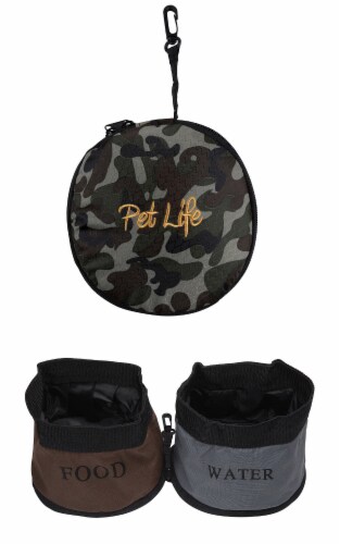 Pet Life Double Food and Water Travel Pet Bowl Perspective: front