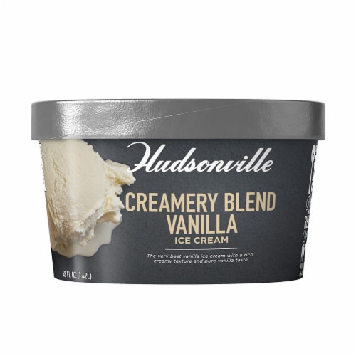 Hudsonville Creamery Blend Vanilla Ice Cream Tub Perspective: front