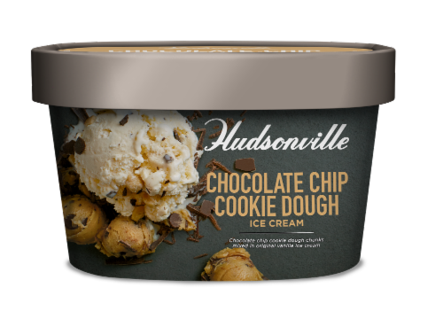 Hudsonville Chocolate Chip Cookie Dough Ice Cream Tub Perspective: front