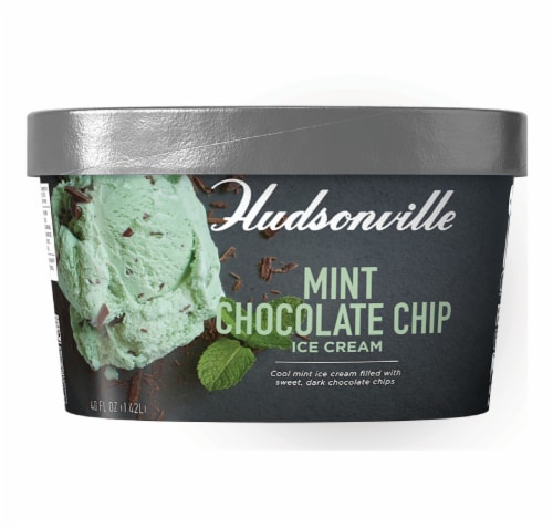 Hudsonville Mint Chocolate Chip Ice Cream Tub Perspective: front