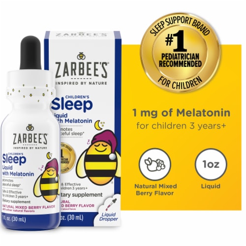 Zarbee’s Children’s Sleep Liquid with Melatonin, Natural Berry Perspective: front