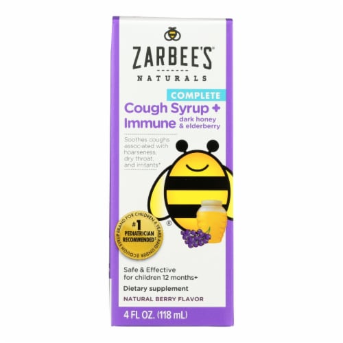 Zarbee's® Naturals Dark Honey & Elderberry Complete Cough + Immune Syrup Perspective: front