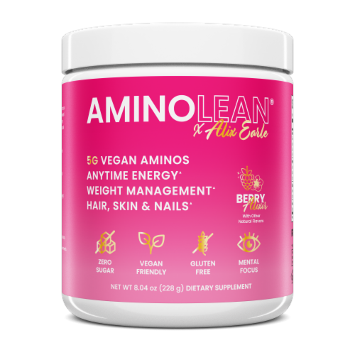 RSP Nutrition AminoLean Energy Pre Workout Berry Alixir Dietary Supplement Perspective: front