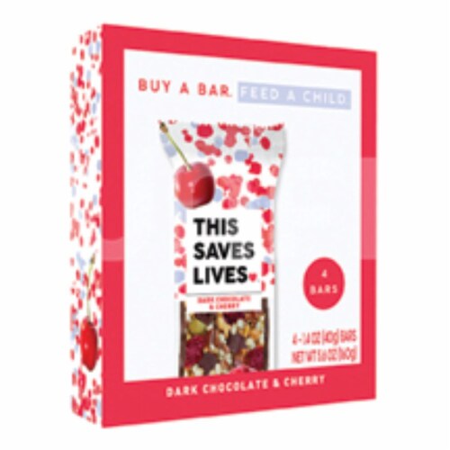 This Saves Lives Dark Chocolate & Cherry Bars Perspective: front