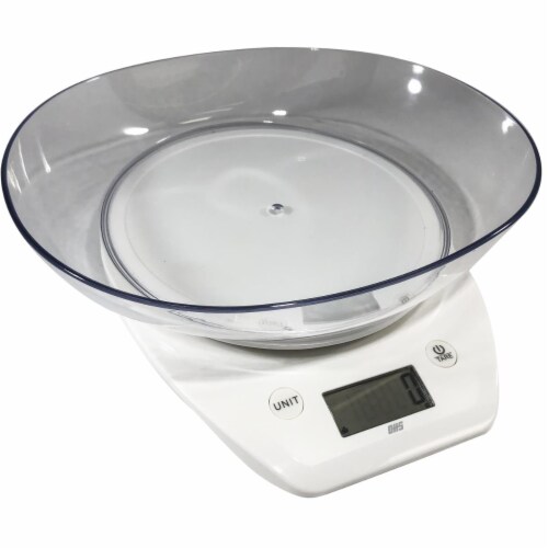 Optima Home Scales AT-5000 Atlas Kitchen Weight Scale with Clear Bowl Perspective: front