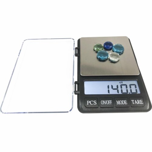 Optima Home Scales NI-602 Nitro Pocket Weight Scale with Large Display & Tray, Black & Silver Perspective: front