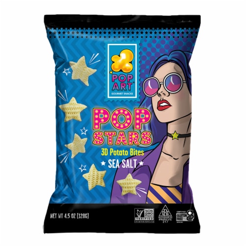 Pop Art Snacks® Pop Stars Sea Salt Potato Chips Perspective: front