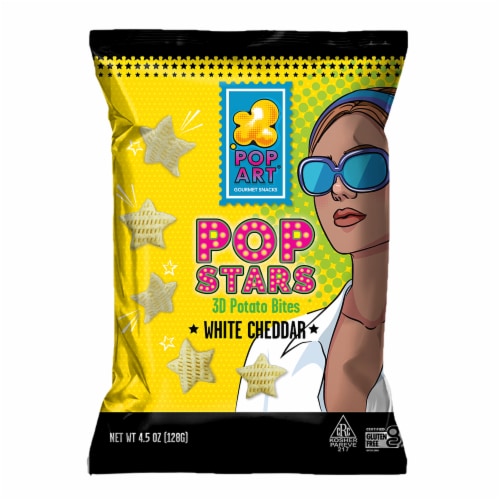 Pop Art Snacks® Pop Stars White Cheddar Potato Chips Perspective: front