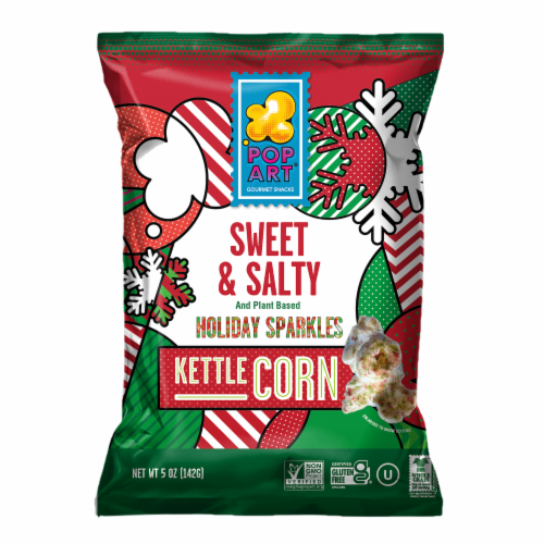 Pop Art Snacks® Gluten-Free Holiday Sparkles Kettle Popcorn Perspective: front