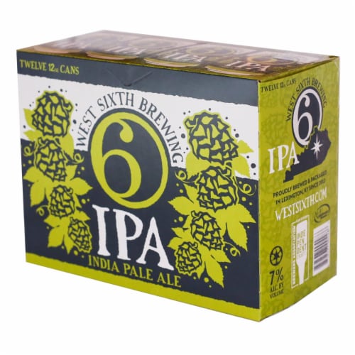 West Sixth Brewing IPA Craft Beer Cans Perspective: front
