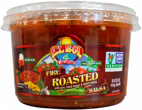El Sol Foods Fire Roasted Corn and Bean Medium Salsa Perspective: front