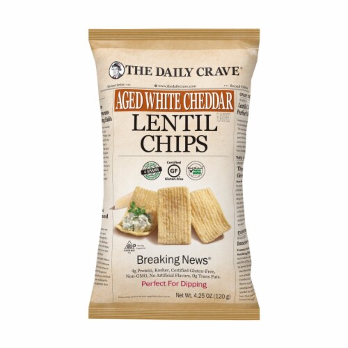 The Daily Crave® Aged White Cheddar Lentil Chips Perspective: front