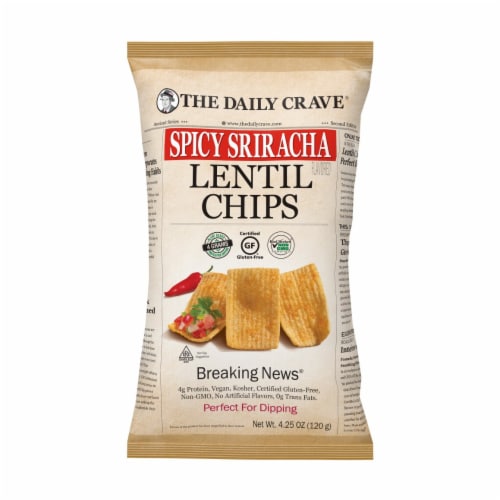 The Daily Crave® Spicy Sriracha Lentil Chips Perspective: front