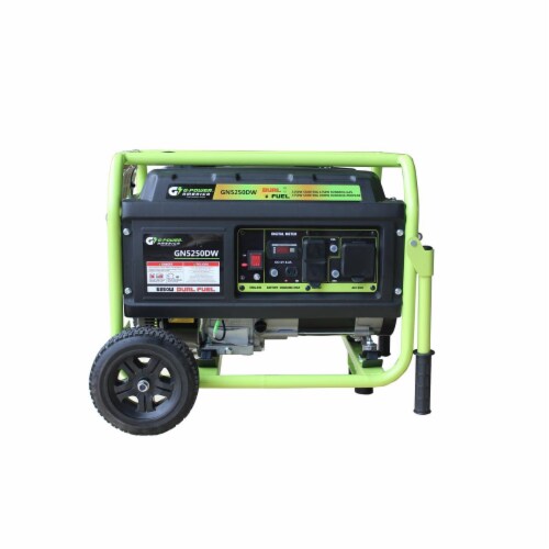 Green-Power GN5250DW 5250-4750W Dual Fuel Gasoline & Propane Powered Portable Generator with Perspective: front