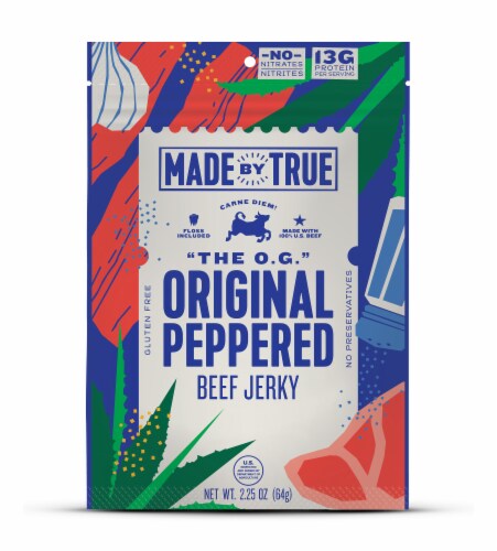 True Jerky The O.G. Gluten Free Original Peppered Beef Jerky Perspective: front