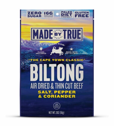True Jerky Cape Town Gluten Free Classic Beef Biltong Jerky Perspective: front