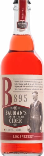 Bauman's Cider Company Loganberry Hard Cider Single Bottle Perspective: front
