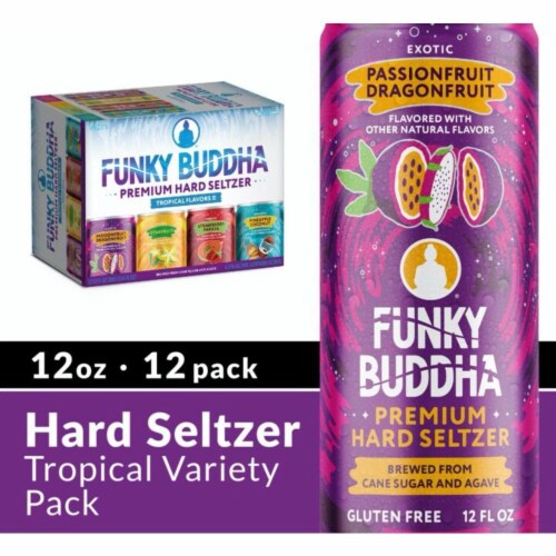 Funky Buddha Premium Hard Seltzer Tropical Variety Pack Perspective: front