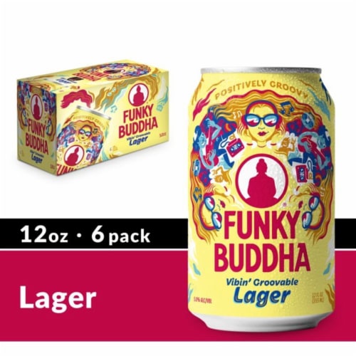 Funky Buddha Vibin' Groovable Amber Lager Craft Beer Perspective: front