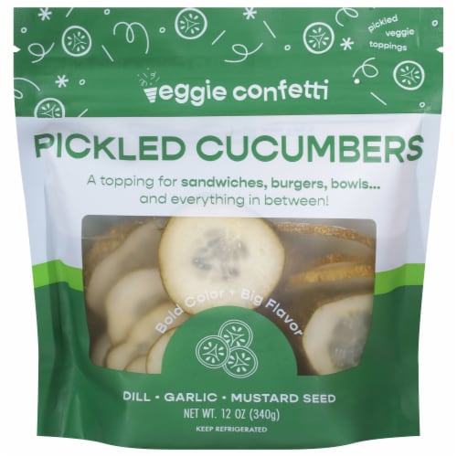 Veggie Confetti Pickled Cucumbers Perspective: front