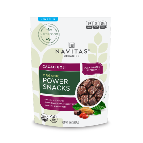 Navitas Naturals Cacao Goji Organic Power Snacks Perspective: front