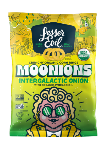 LesserEvil® Moonions Crunchy Organic Corn Rings Perspective: front