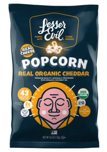 LesserEvil® Real Organic Cheddar Popcorn Perspective: front