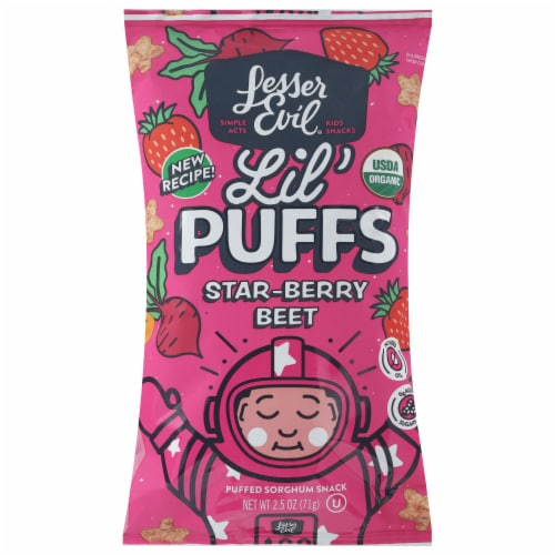 LesserEvil® Strawberry Beet Lil' Puffs Perspective: front