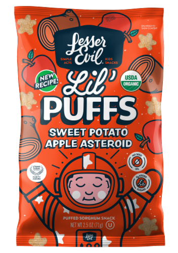LesserEvil® Sweet Potato Apple Lil' Puffs Perspective: front