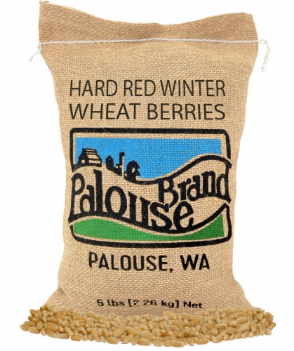 Palouse Brand Hard Red Winter Wheat, 5 LBS Burlap Bag Perspective: front