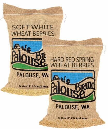 Palouse Brand Wheat Pack: Soft White, Hard Red Spring Wheat Berries, 10 LBS (5 lbs each) Perspective: front
