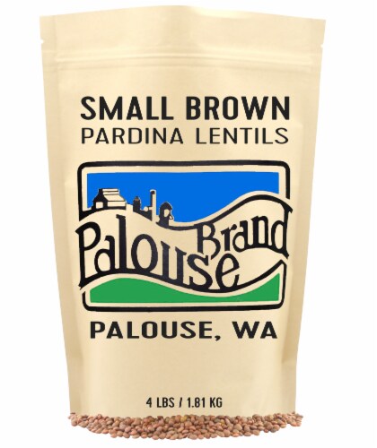 Palouse Brand Brown Lentils, 4 LBS Re-Sealable Bag Perspective: front
