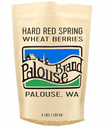 Palouse Brand Red Spring Wheat Berries, 4 LBS Kraft Re-Sealable Bag Perspective: front