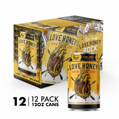 Lost Forty Brewing Love Honey Bock Craft Beer Perspective: front
